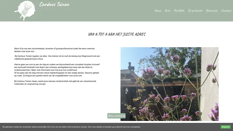 Website van Carduus Tuinen