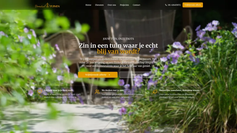 Website van Domstad Tuinen