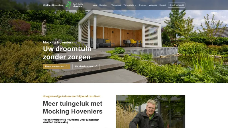Website van Dutch Quality Gardens, Mocking Hoveniers