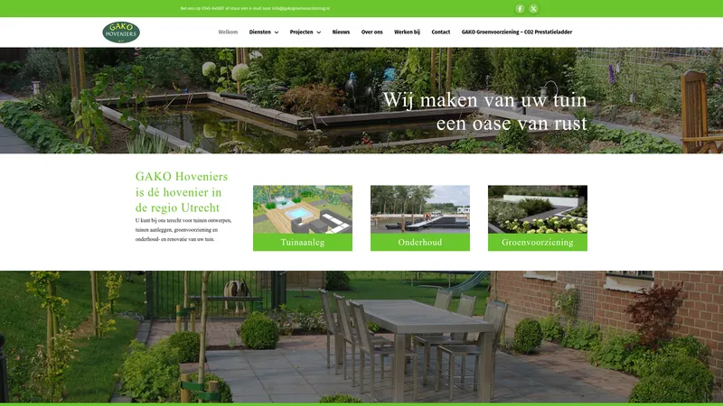 Website van GAKO Hoveniers
