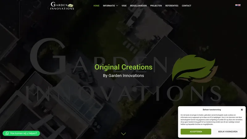Website van Garden Innovations Innovatie in tuinen