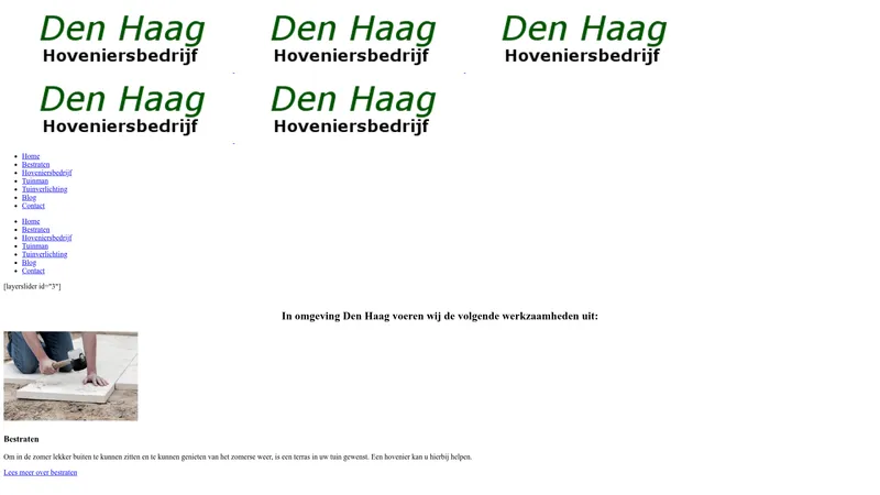 Website van Hovenier Den Haag