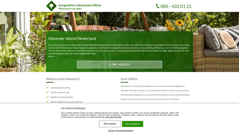 Website van Hovenier-dienst Nederland