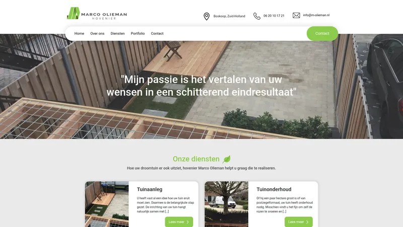 Website van Hovenier Marco Olieman