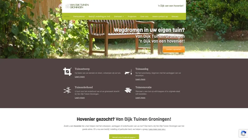 Website van Hovenier Van Dijk Tuinen Groningen