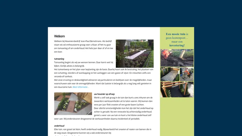 Website van Hoveniersbedrijf Bemelmans