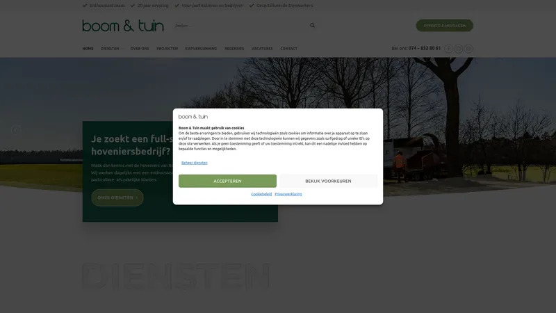 Website van Hoveniersbedrijf Boom & Tuin