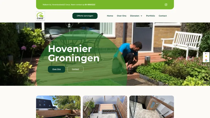 Website van Hoveniersbedrijf Cavus Groningen
