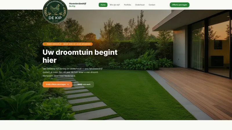 Website van Hoveniersbedrijf De Kip