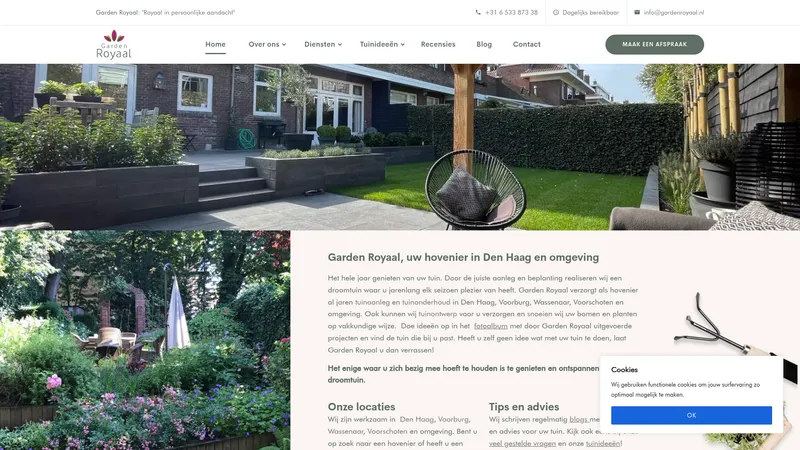 Website van Hoveniersbedrijf Garden Royaal