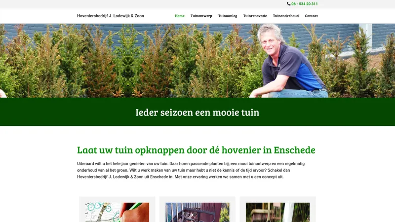 Website van Hoveniersbedrijf J. Lodewijk & Zoon