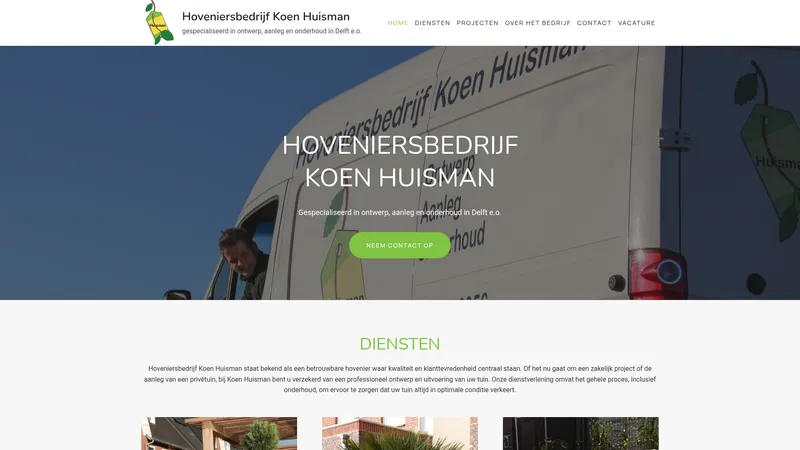 Website van Hoveniersbedrijf Koen Huisman