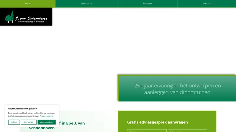 Website van Hoveniersbedrijf & Kwekerij J. van Schoonhoven
