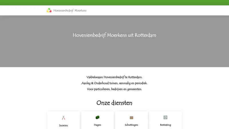 Website van Hoveniersbedrijf Moerkens