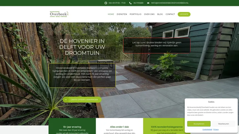 Website van Hoveniersbedrijf Overbeek