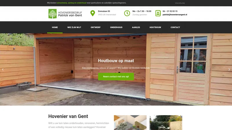 Website van Hoveniersbedrijf Patrick van Gent