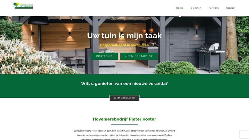 Website van Hoveniersbedrijf Pieter Koster