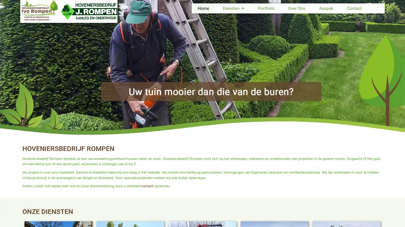 Website van Hoveniersbedrijf Rompen