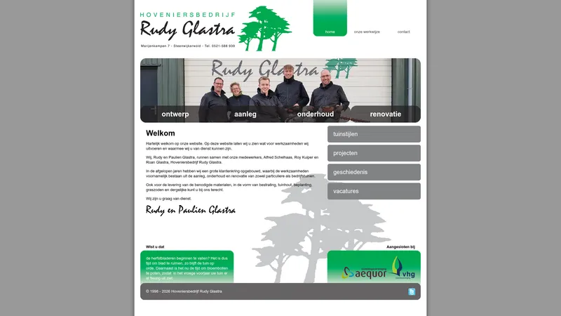 Website van Hoveniersbedrijf Rudy Glastra