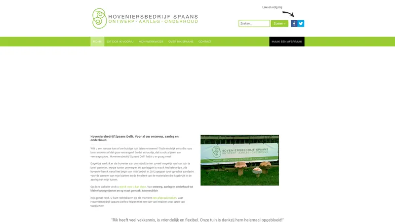 Website van Hoveniersbedrijf Spaans