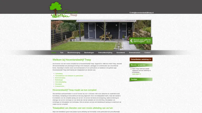 Website van Hoveniersbedrijf Treep