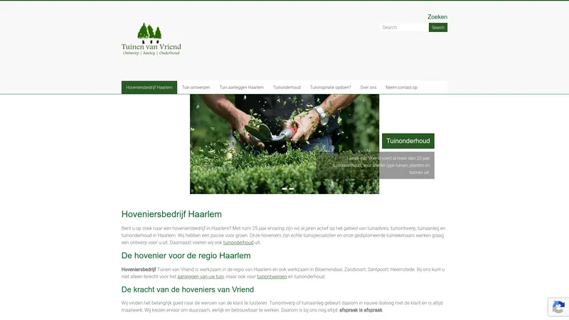 Website van Hoveniersbedrijf Tuinen van Vriend