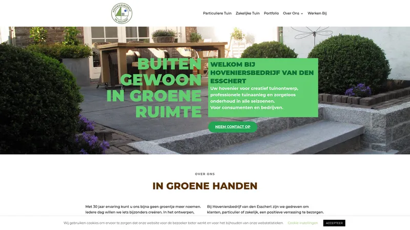 Website van Hoveniersbedrijf van den Esschert