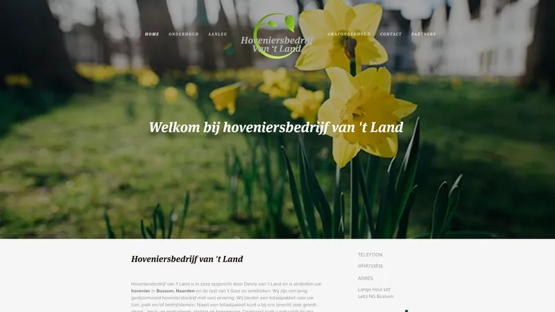 Website van Hoveniersbedrijf van 't Land