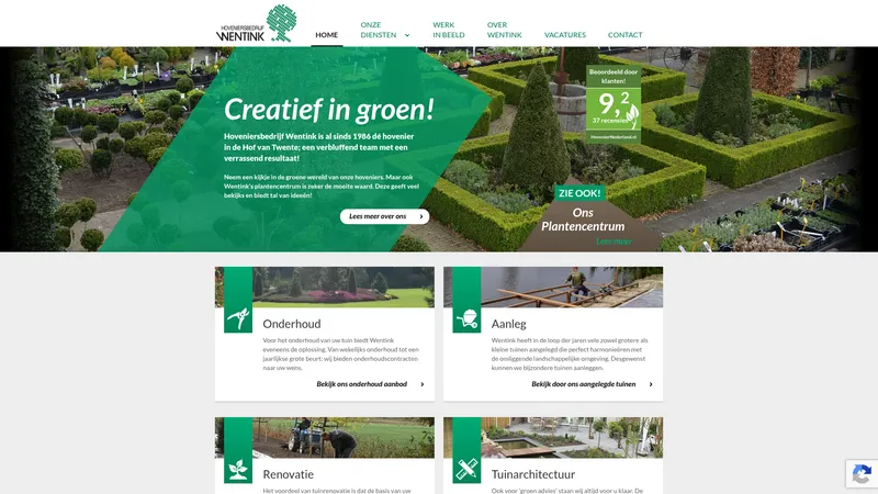 Website van Hoveniersbedrijf Wentink