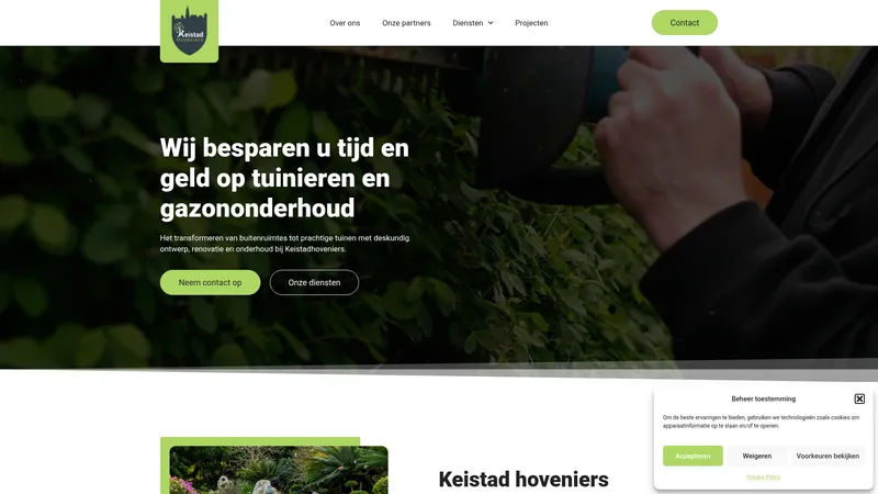 Website van Keistad Hoveniers de hovenier in Amersfoort en omstreken