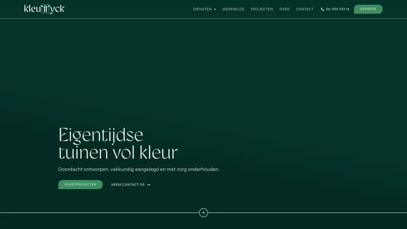 Website van Kleurryck Tuinen