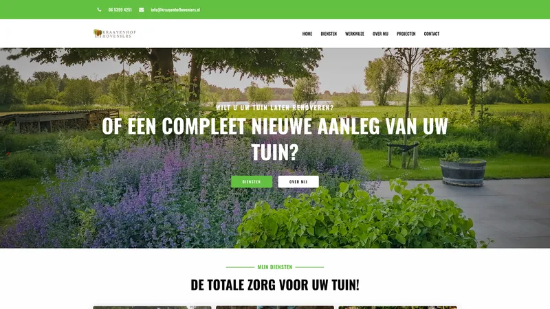 Website van Kraayenhof Hoveniers