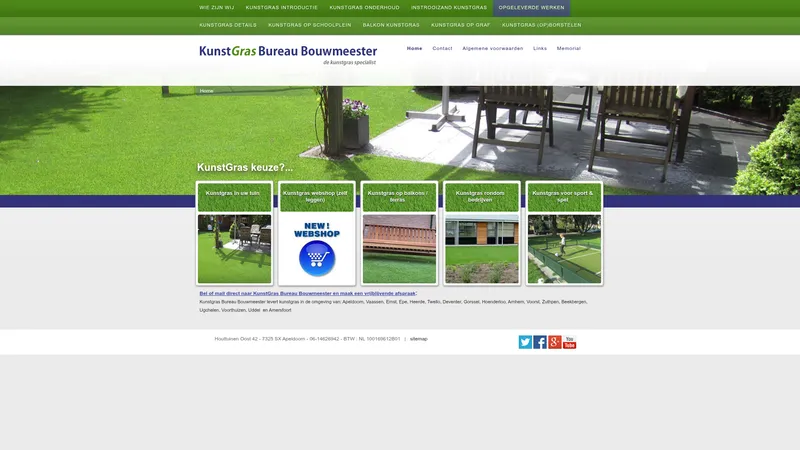 Website van Kunstgras Bureau Bouwmeester