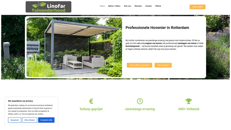 Website van Linofar Tuinonderhoud