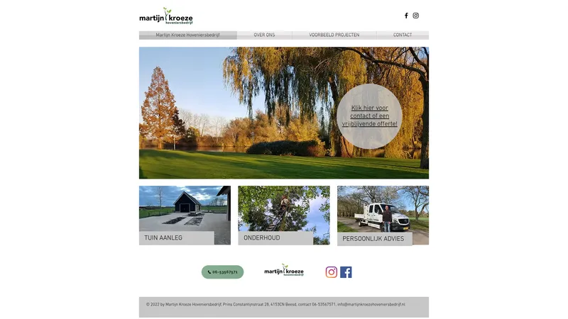 Website van Martijn Kroeze Hoveniersbedrijf