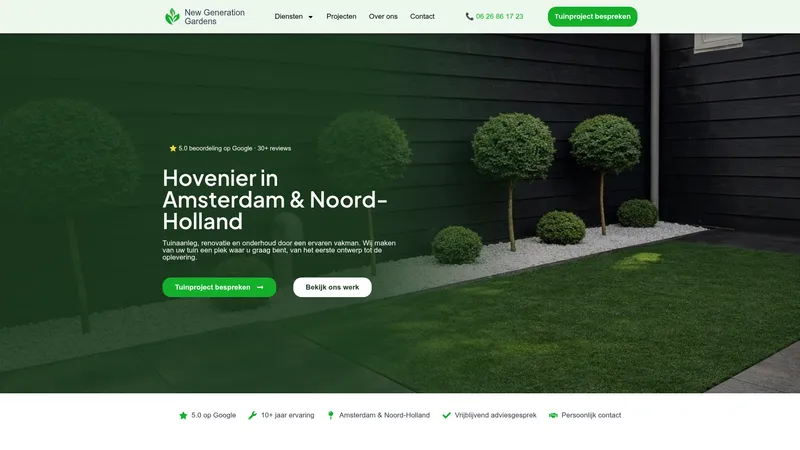 Website van New Generation Gardens