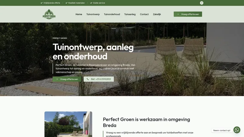 Website van Perfect Groen