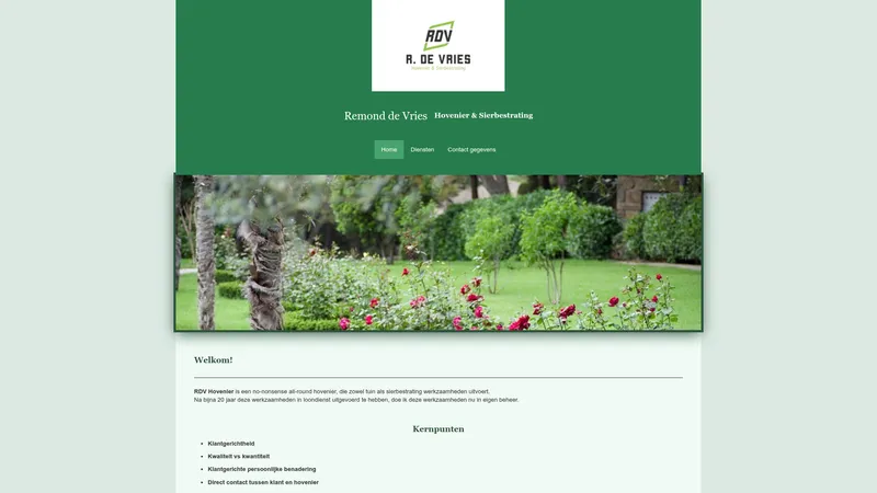 Website van RDV Hovenier