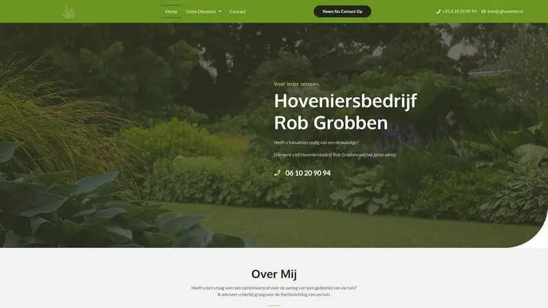 Website van RG Hovenier