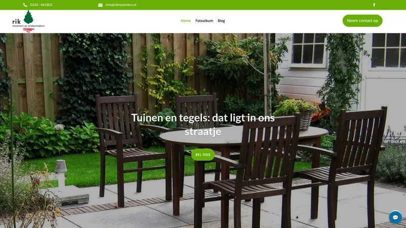 Website van Rik Hoveniers en Stratenmakers VOF