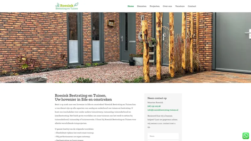Website van Roesink Bestrating en Tuinen