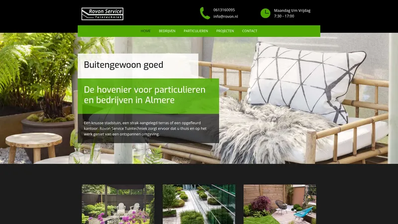 Website van Rovon Service Tuintechniek
