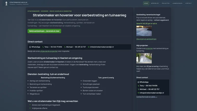 Website van Stratenmaker Van Dijk