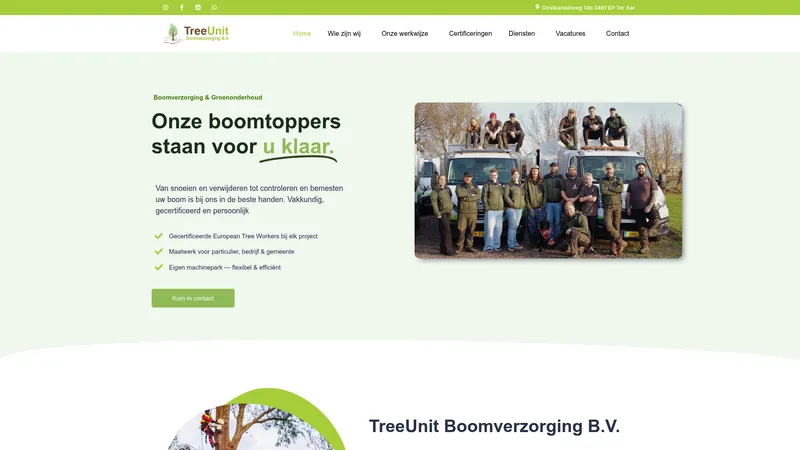 Website van TreeUnit