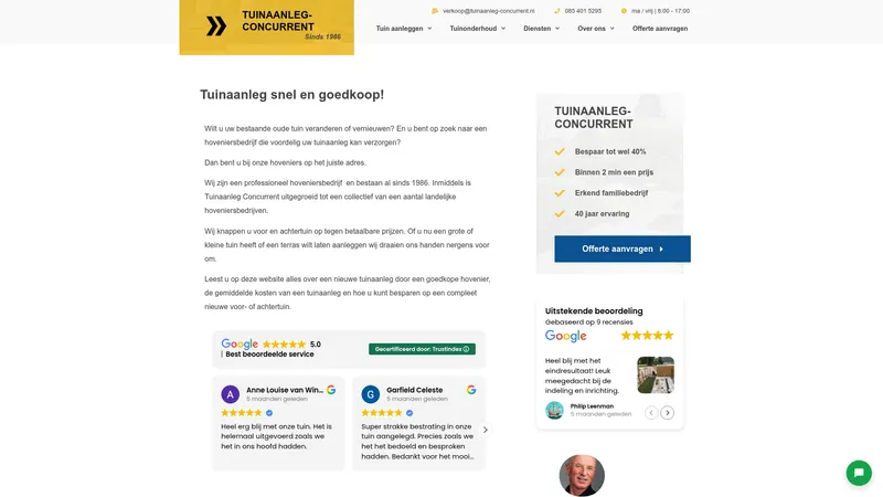 Website van Tuinaanleg-Concurrent b.v