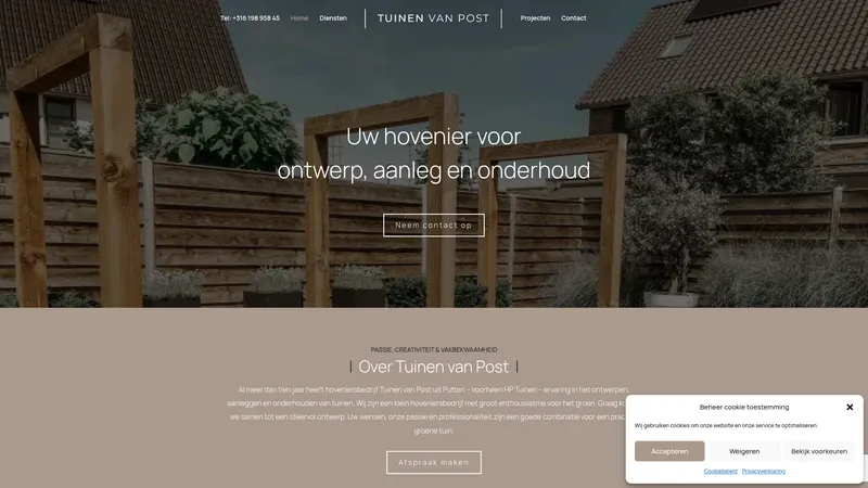 Website van Tuinen van Post