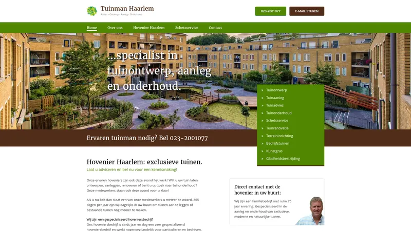 Website van Tuinman Haarlem