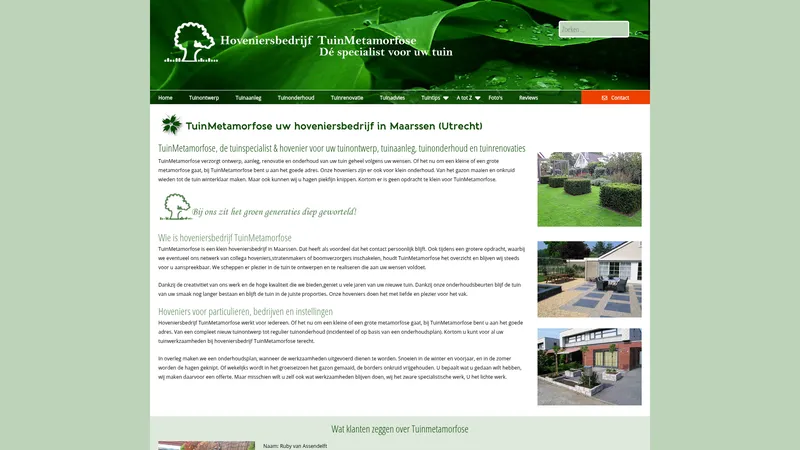 Website van Tuinmetamorfose B.V