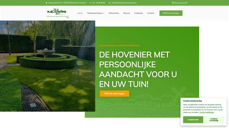 Website van V.D. Molen Groenvoorziening