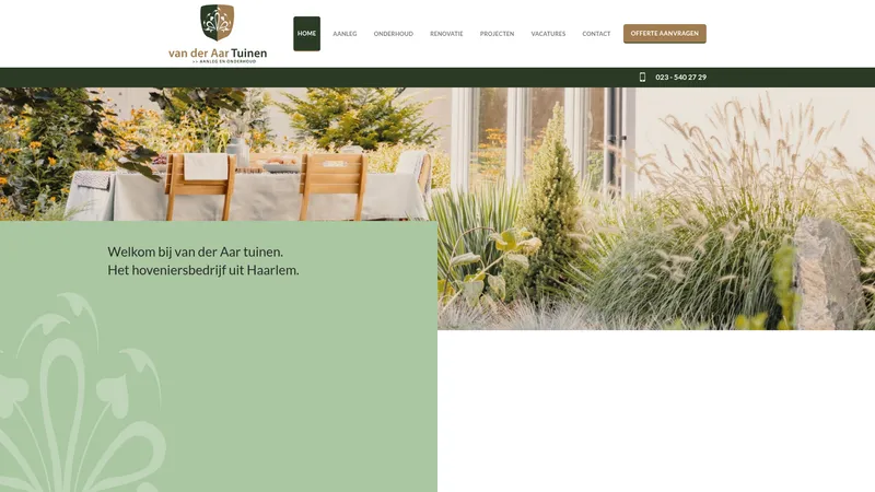 Website van Van der Aar tuinen